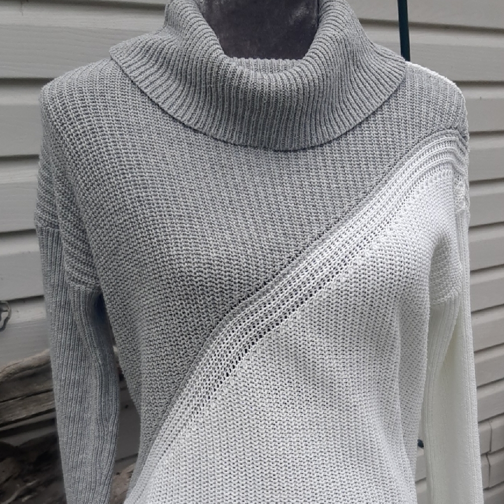 Et Eais Gray/White Colourblock Cotton blend Sweater Size S Fits Oversize